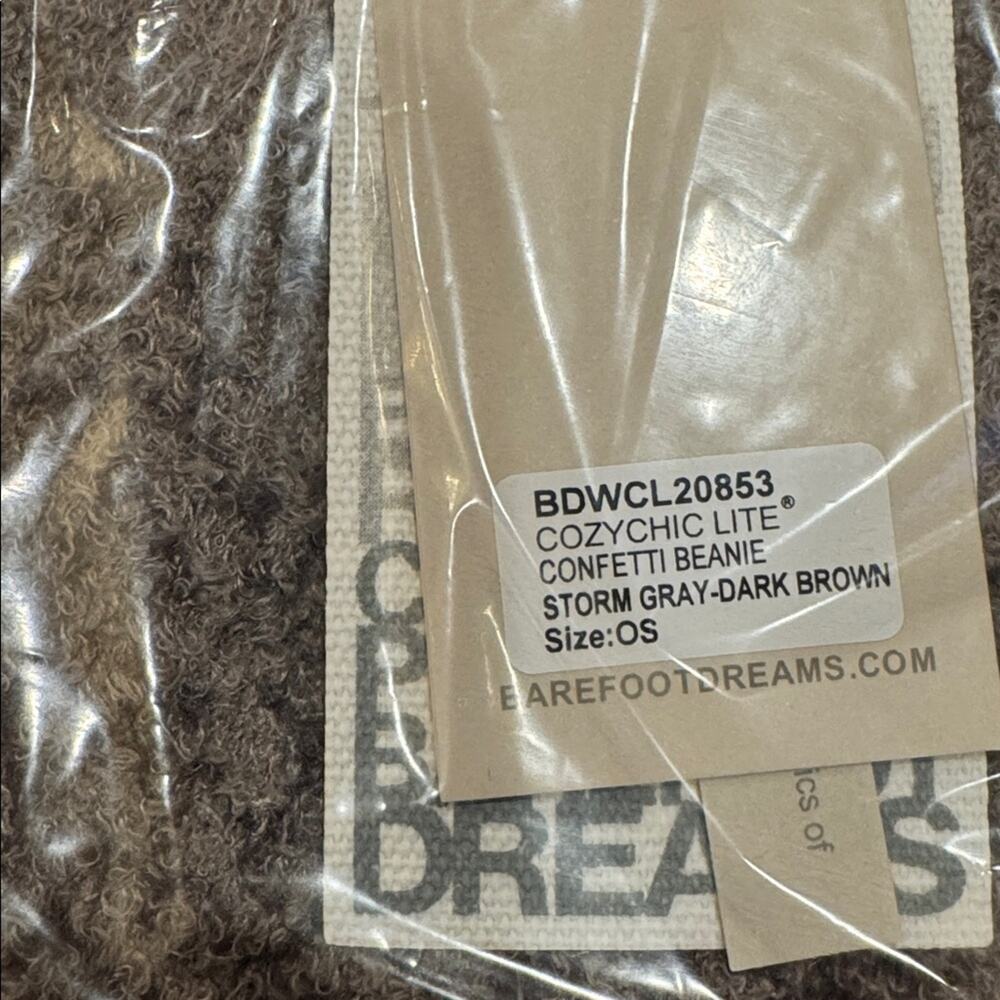 Barefoot Dreams CozyChic Lite Confetti Beanie - Storm Gray/Dark Brown NWT - Picture 4 of 4